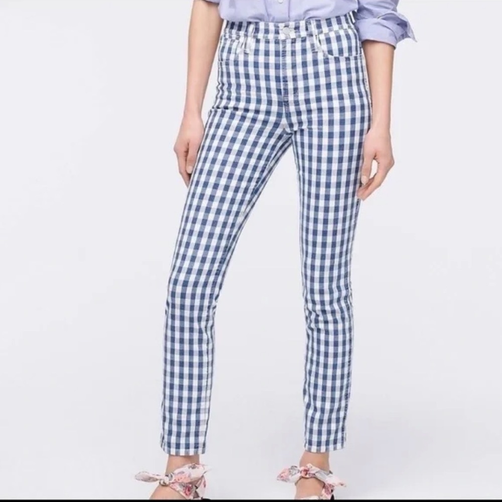 J. Crew 10" Vintage Straight Jean Blue White Gingham sz 28​​​​​​​​
